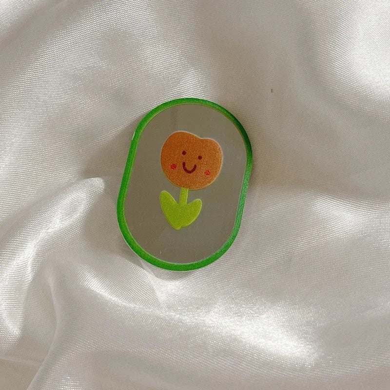 INS Cute Fruit Make up Mirror Phone Grip Tok Love Heart Griptok Korea Holder Ring for Iphone 15 Accessories Bracket Stand Holder