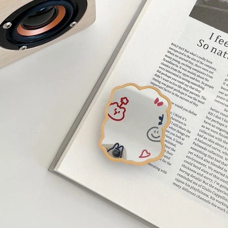 INS Cute Fruit Make up Mirror Phone Grip Tok Love Heart Griptok Korea Holder Ring for Iphone 15 Accessories Bracket Stand Holder