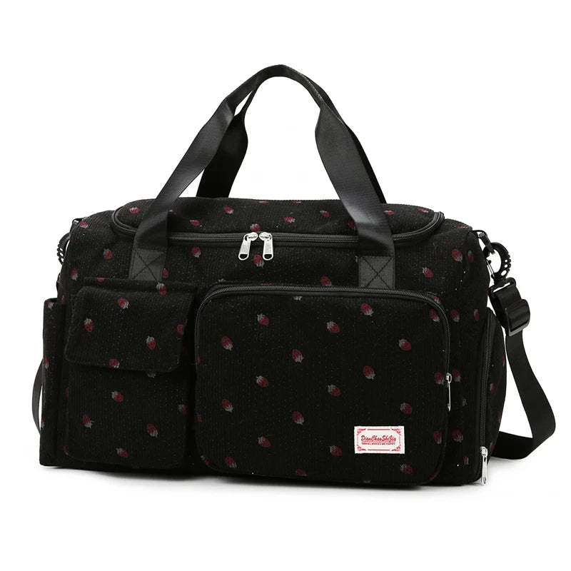 Corduroy Travel Tote Bag Large Capacity Carry on Travel Bag with Shoe Compartment Sports Fitness Bags for Women Duffle Bags