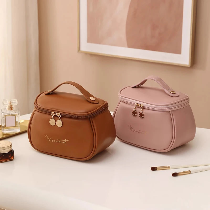 New PU Leather Cosmetic Bag for Women Multi-Functional Portable Travel Storage Makeup Case Female Toiletry Kit Bag