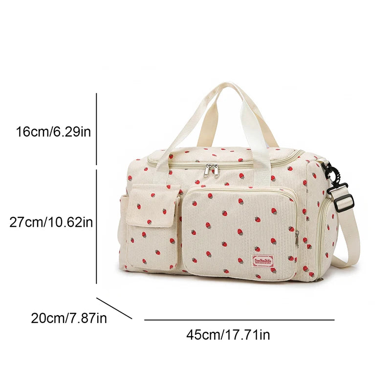 Corduroy Travel Tote Bag Large Capacity Carry on Travel Bag with Shoe Compartment Sports Fitness Bags for Women Duffle Bags