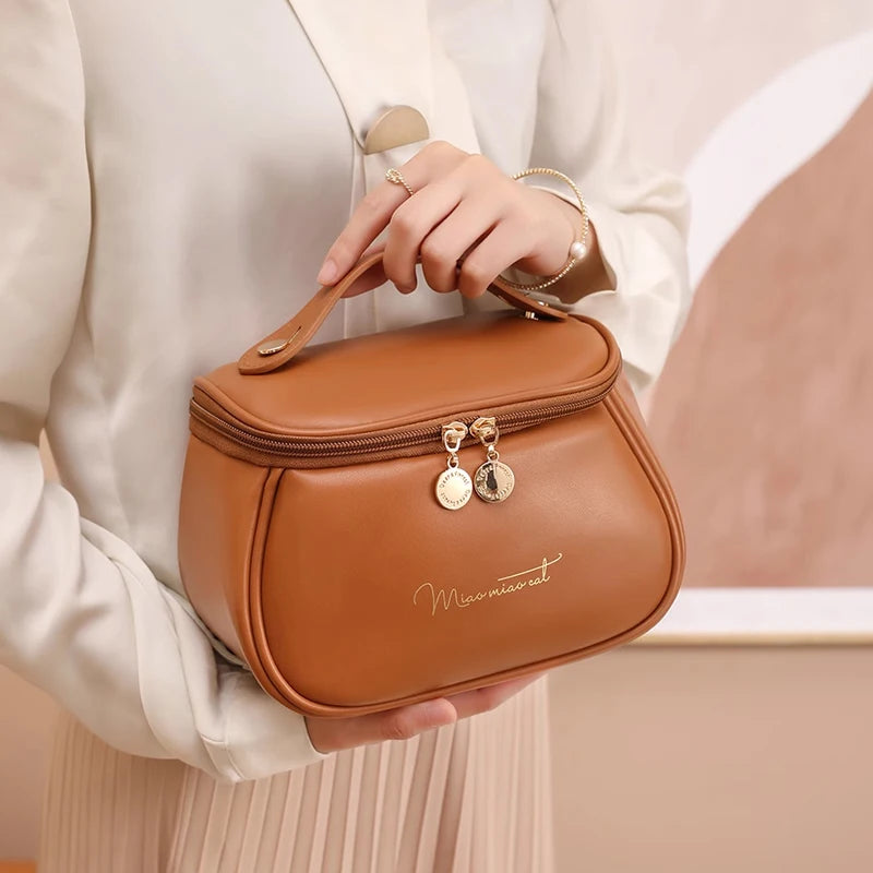 New PU Leather Cosmetic Bag for Women Multi-Functional Portable Travel Storage Makeup Case Female Toiletry Kit Bag