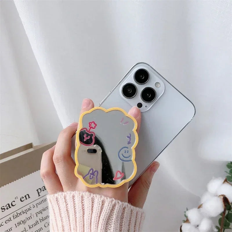 INS Cute Fruit Make up Mirror Phone Grip Tok Love Heart Griptok Korea Holder Ring for Iphone 15 Accessories Bracket Stand Holder