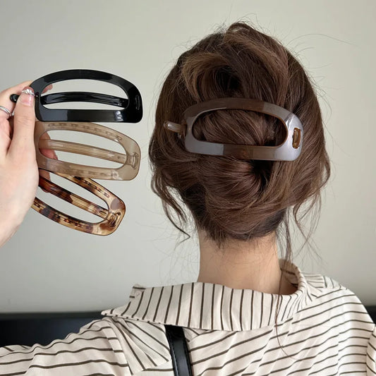 Vintage Solid Hollow Oval Simple Twist Hair Clips for Women Temperament Hair Ornament Headband Hairpin Fashion Hair Accessories