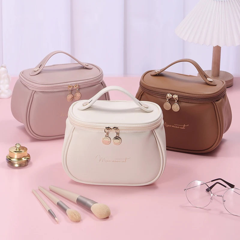 New PU Leather Cosmetic Bag for Women Multi-Functional Portable Travel Storage Makeup Case Female Toiletry Kit Bag