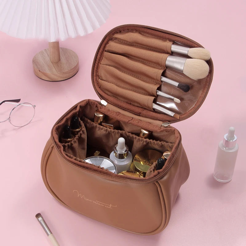 New PU Leather Cosmetic Bag for Women Multi-Functional Portable Travel Storage Makeup Case Female Toiletry Kit Bag