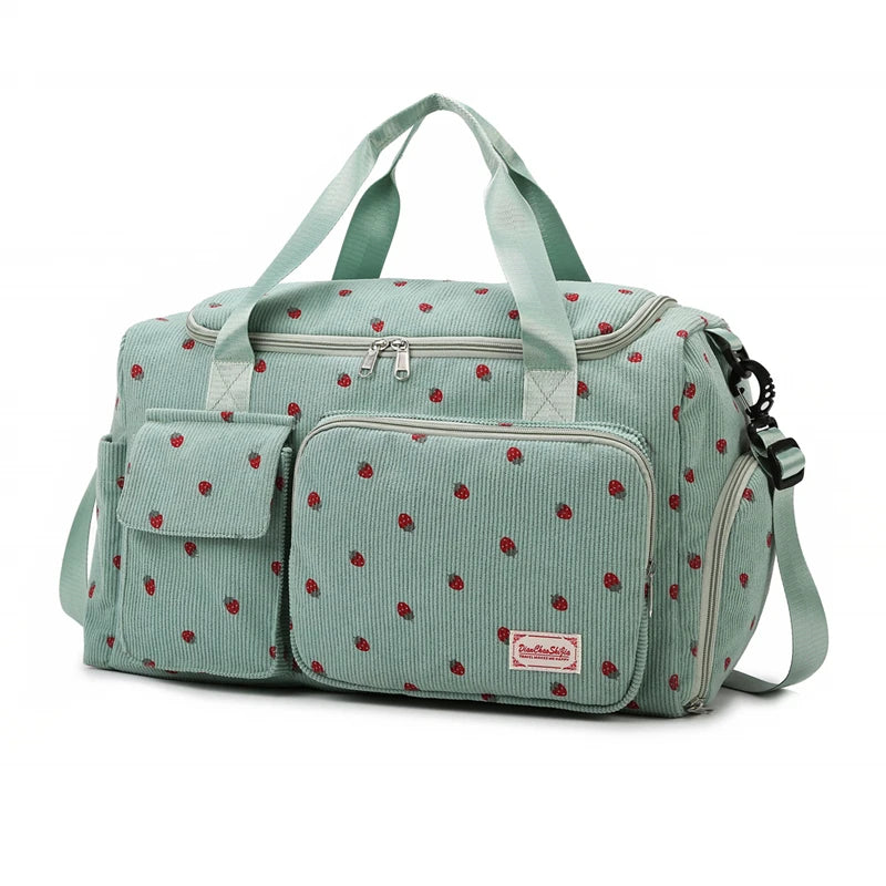 Corduroy Travel Tote Bag Large Capacity Carry on Travel Bag with Shoe Compartment Sports Fitness Bags for Women Duffle Bags