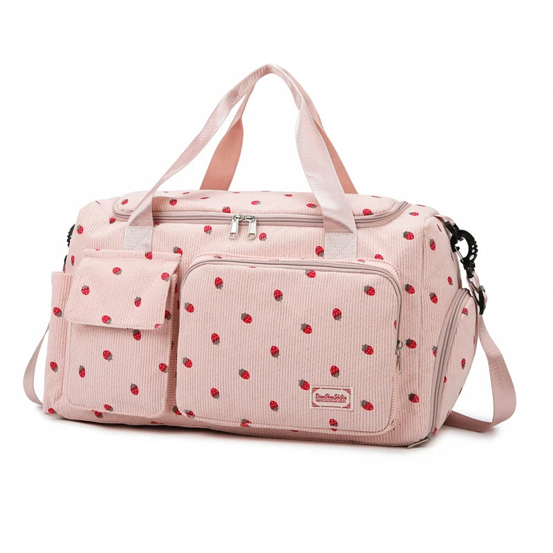 Corduroy Travel Tote Bag Large Capacity Carry on Travel Bag with Shoe Compartment Sports Fitness Bags for Women Duffle Bags